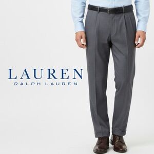 Ralph Lauren Men’s Charcoal Gray Double Pleated Dress Pants Classic Fit 36x30